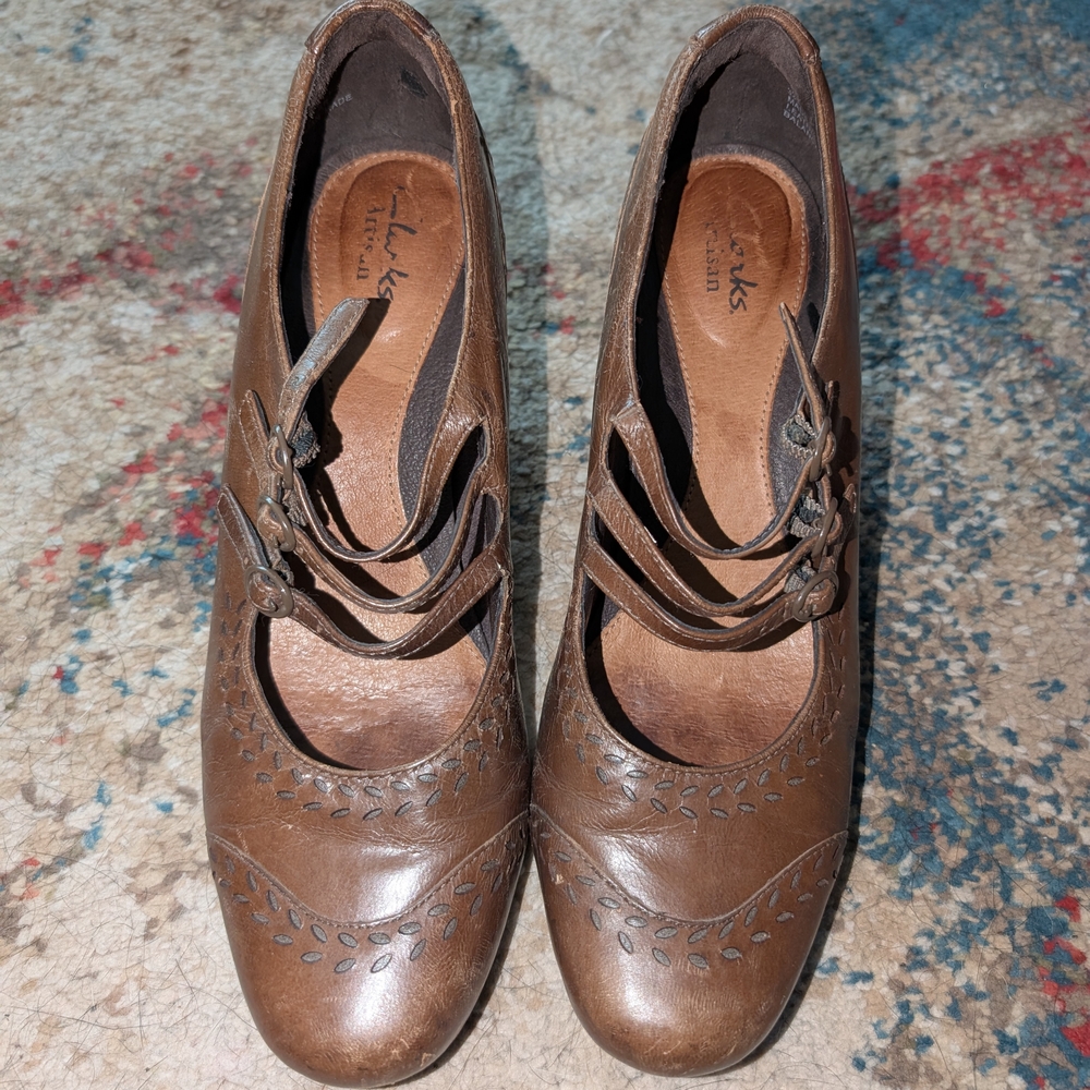 Clarks Brown Leather Heels